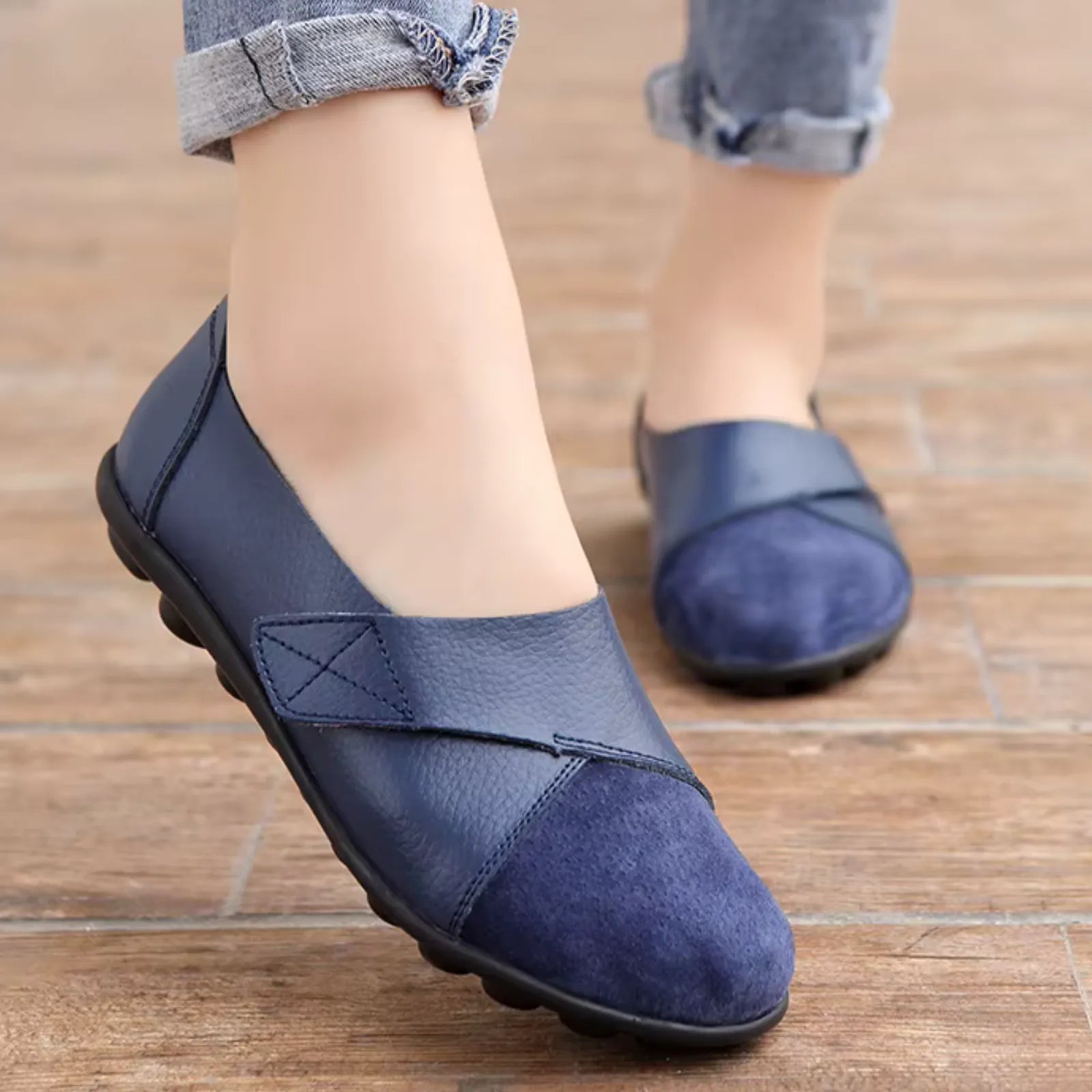 Serena - Ballerines à scratch en cuir vegan