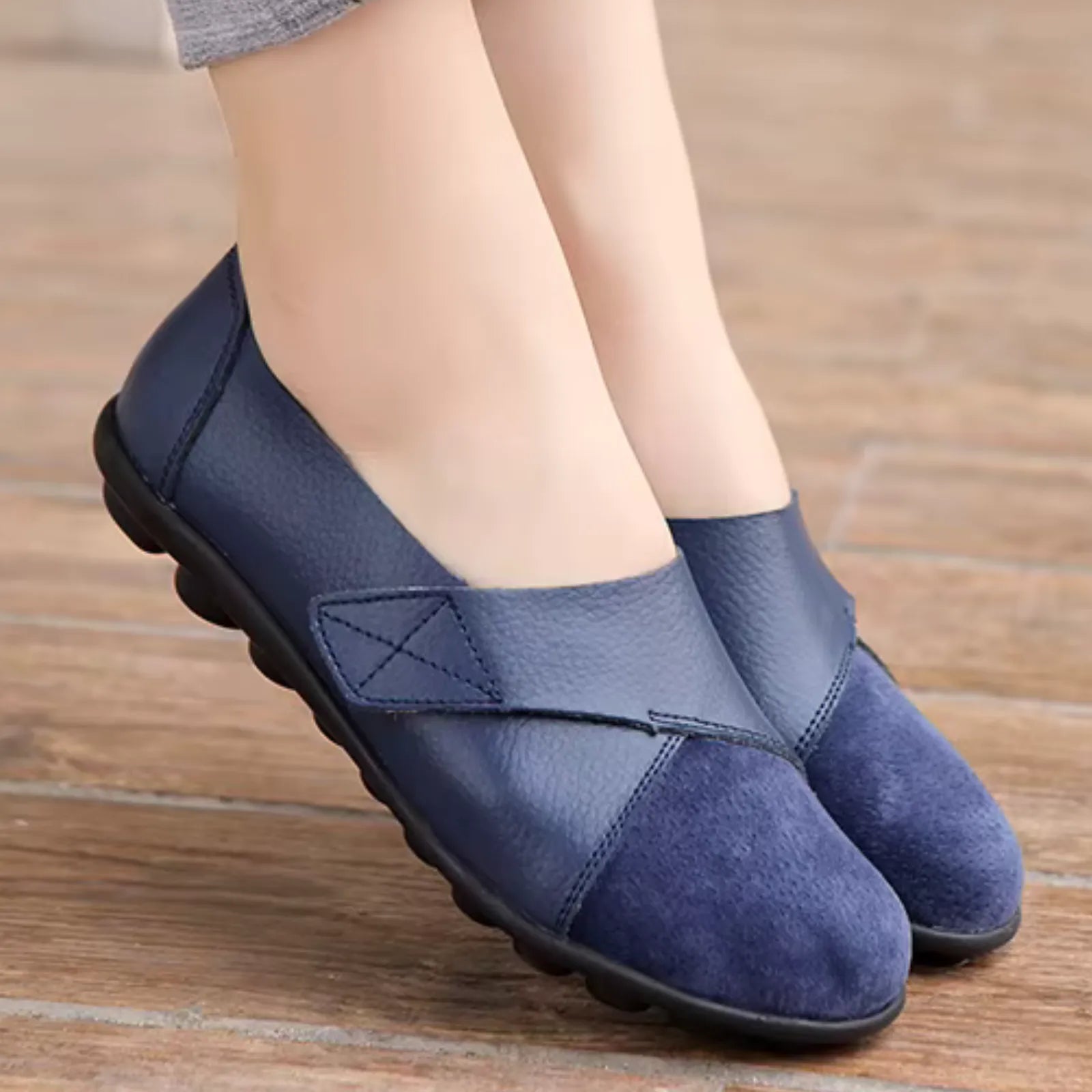 Serena - Ballerines à scratch en cuir vegan