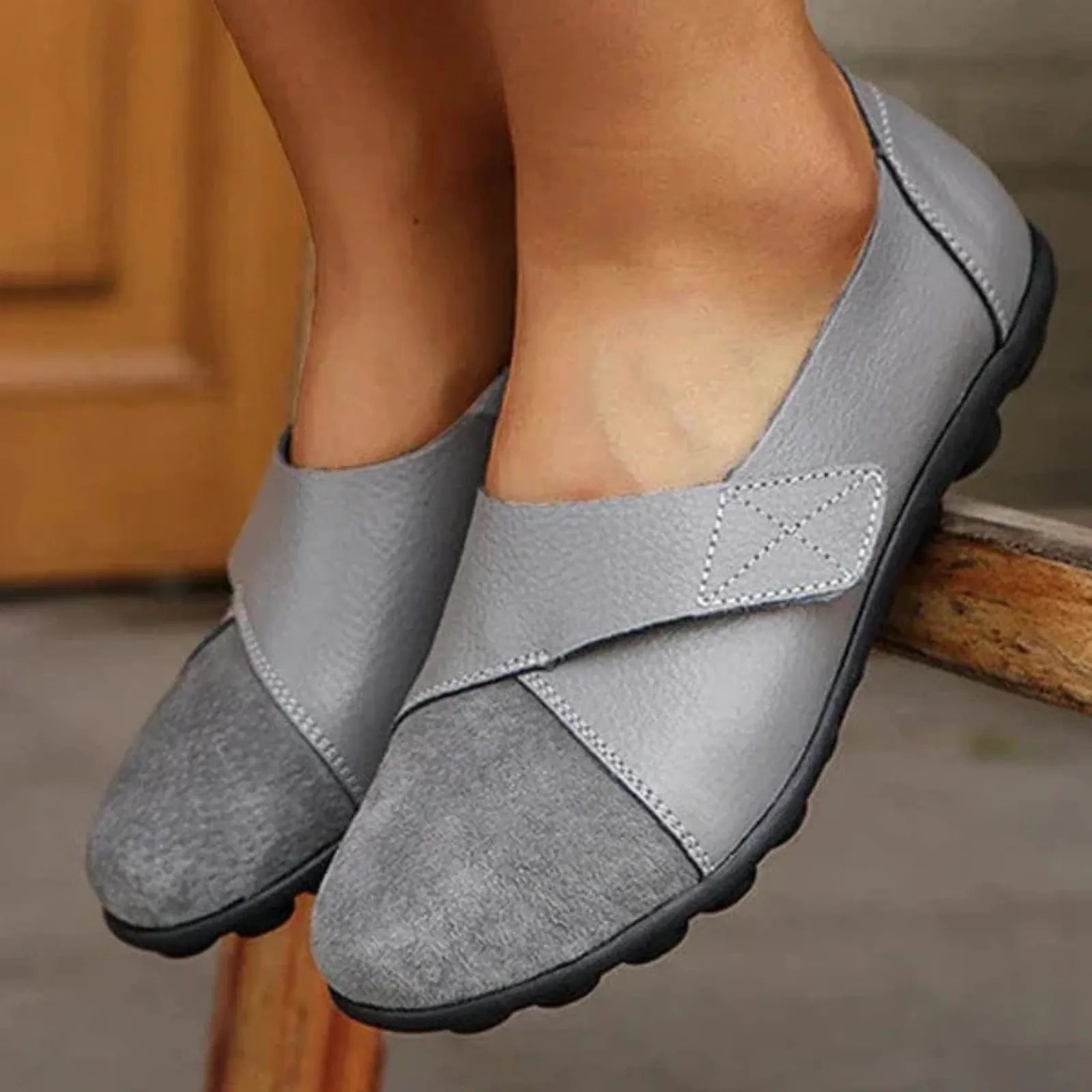 Serena - Ballerines à scratch en cuir vegan