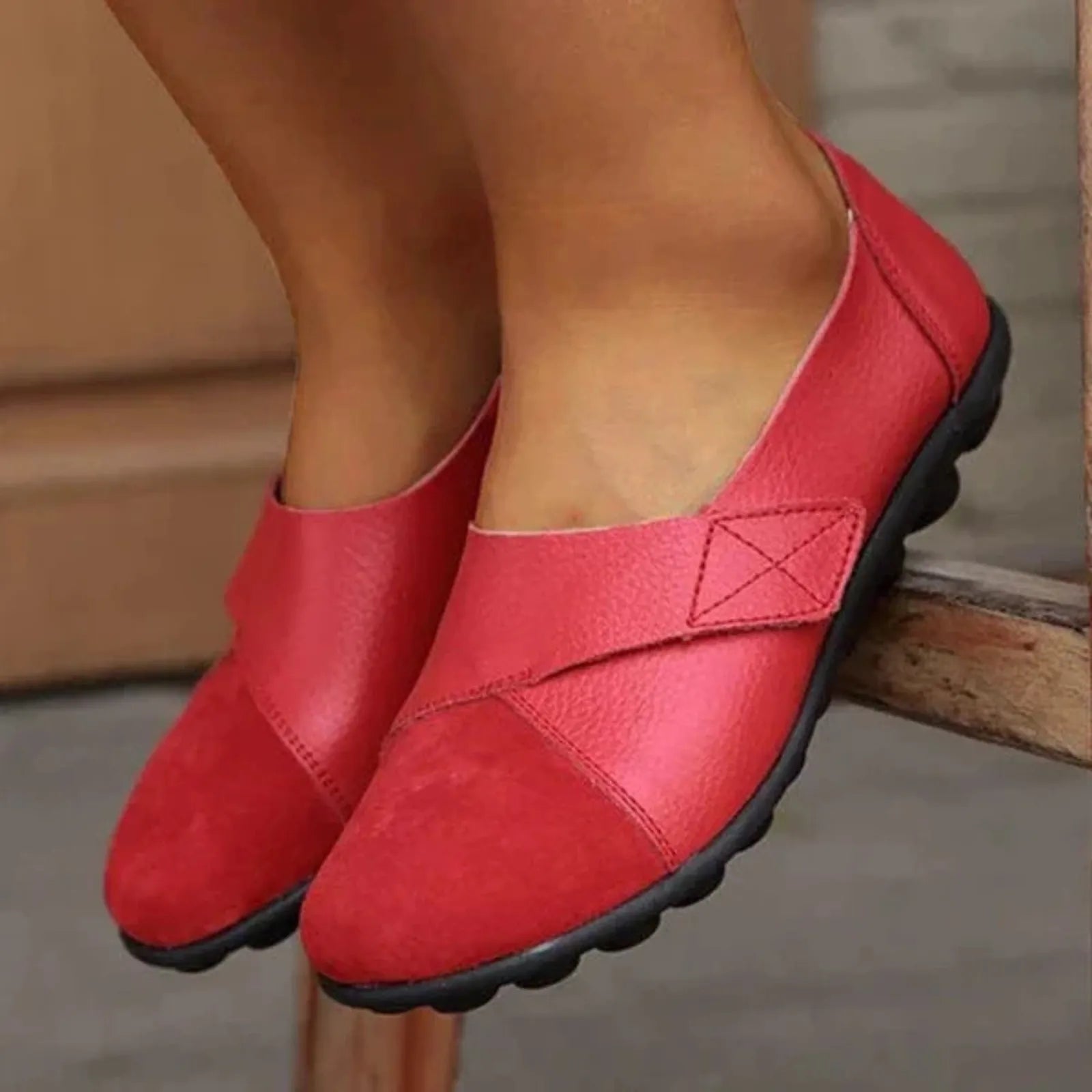 Serena - Ballerines à scratch en cuir vegan