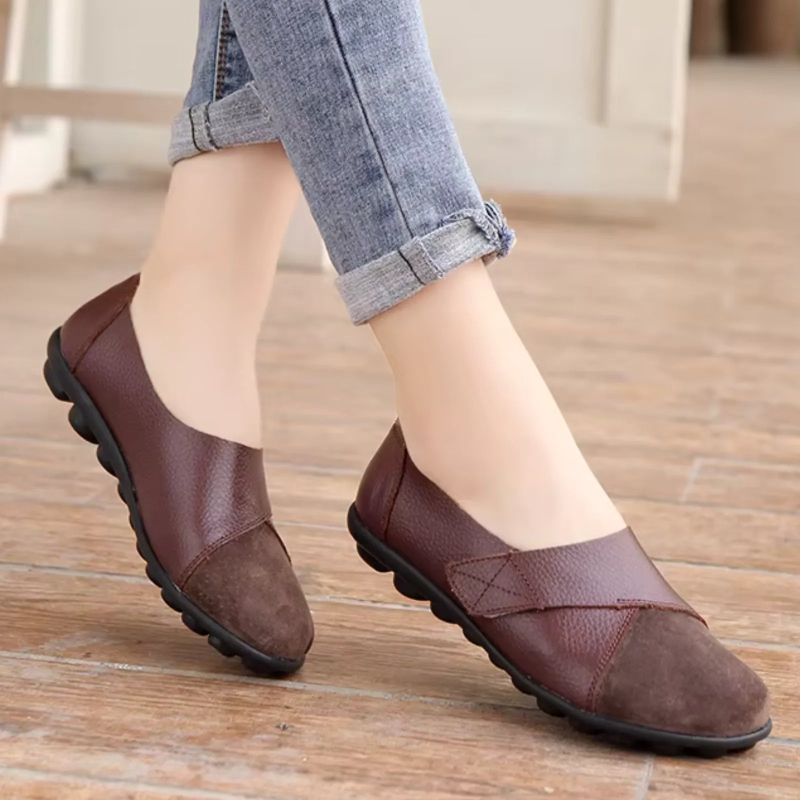 Serena - Ballerines à scratch en cuir vegan