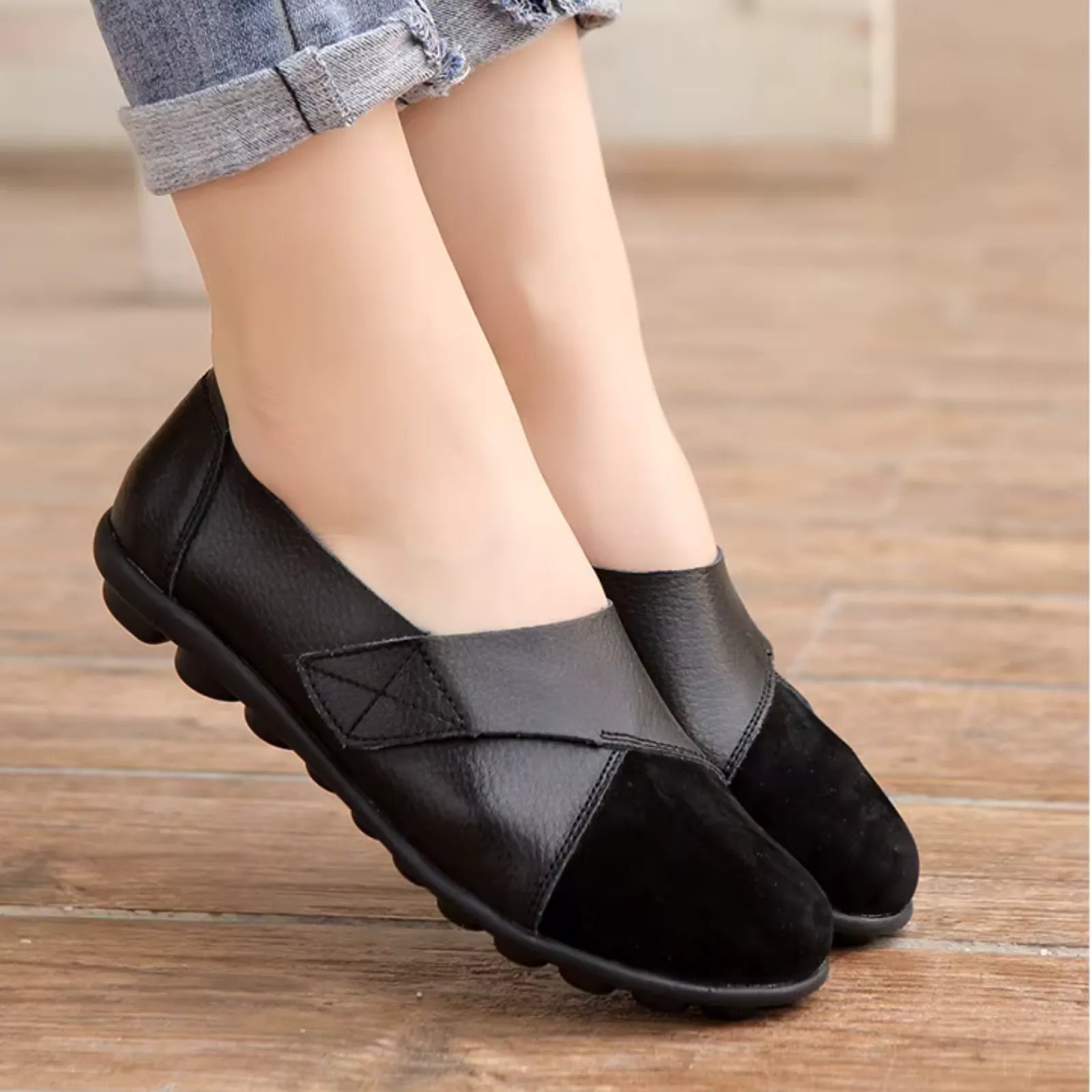 Serena - Ballerines à scratch en cuir vegan