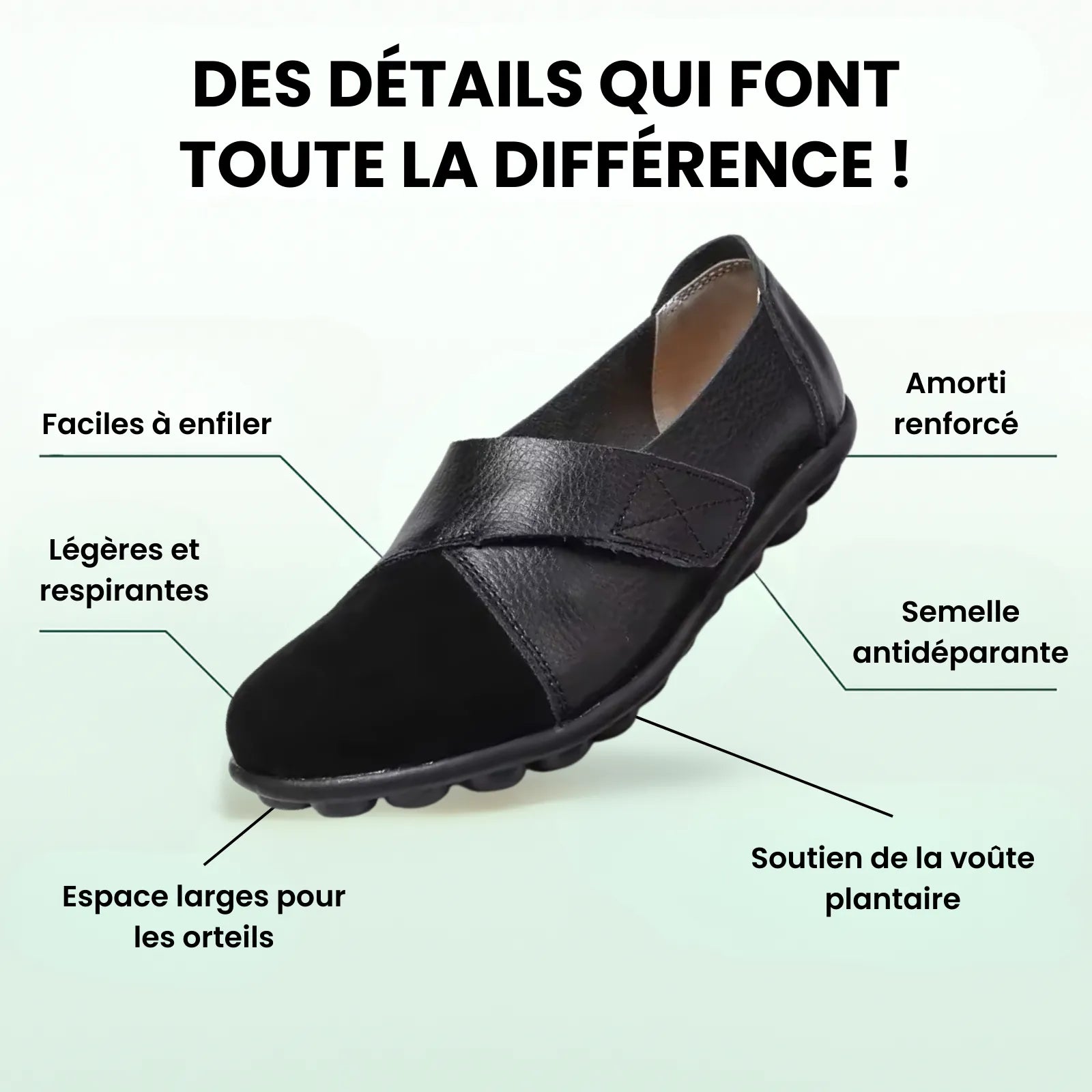 Serena - Ballerines à scratch en cuir vegan